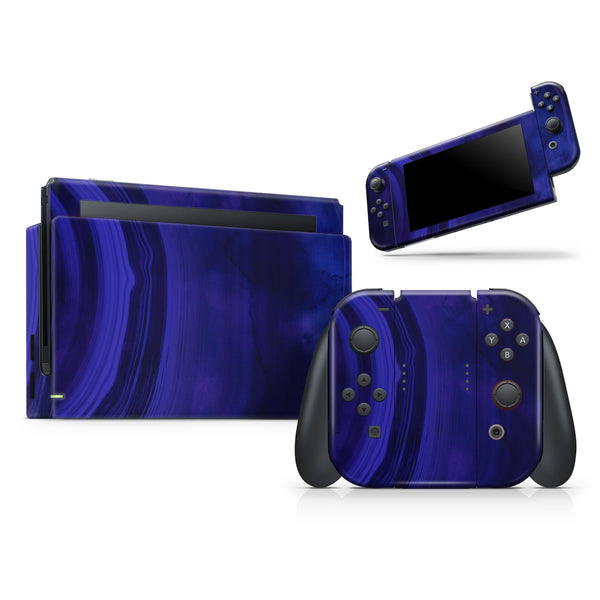 Vivid Agate Vein Slice Blue V3 // Skin Decal Wrap Kit for Nintendo Switch Console & Dock, Joy-Cons, Pro Controller, Lite, 3DS XL, 2DS XL, DSi, or Wii