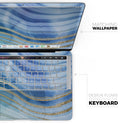 Vivid Agate Vein Slice Blue V4 - Skin Decal Wrap Kit Compatible with the Apple MacBook Pro, Pro with Touch Bar or Air (11", 12", 13", 15" & 16" - All Versions Available)