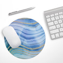 Vivid Agate Vein Slice Blue V4// WaterProof Rubber Foam Backed Anti-Slip Mouse Pad for Home Work Office or Gaming Computer Desk
