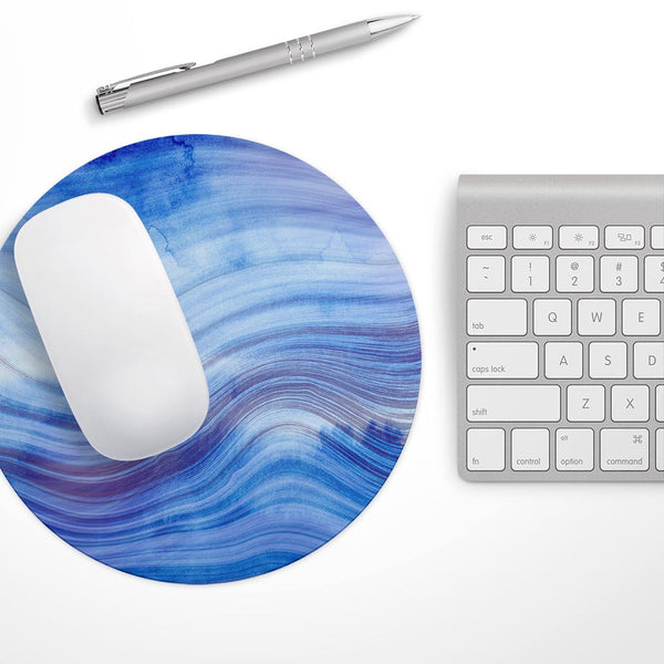 Vivid Agate Vein Slice Blue V5// WaterProof Rubber Foam Backed Anti-Slip Mouse Pad for Home Work Office or Gaming Computer Desk