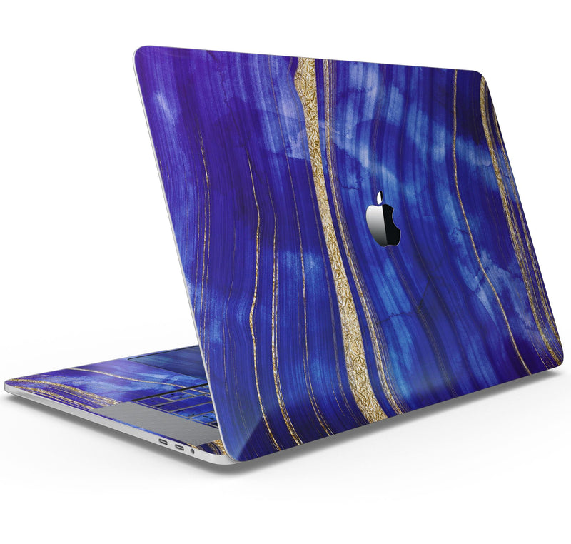 Vivid Agate Vein Slice Blue V6 - Skin Decal Wrap Kit Compatible with the Apple MacBook Pro, Pro with Touch Bar or Air (11", 12", 13", 15" & 16" - All Versions Available)