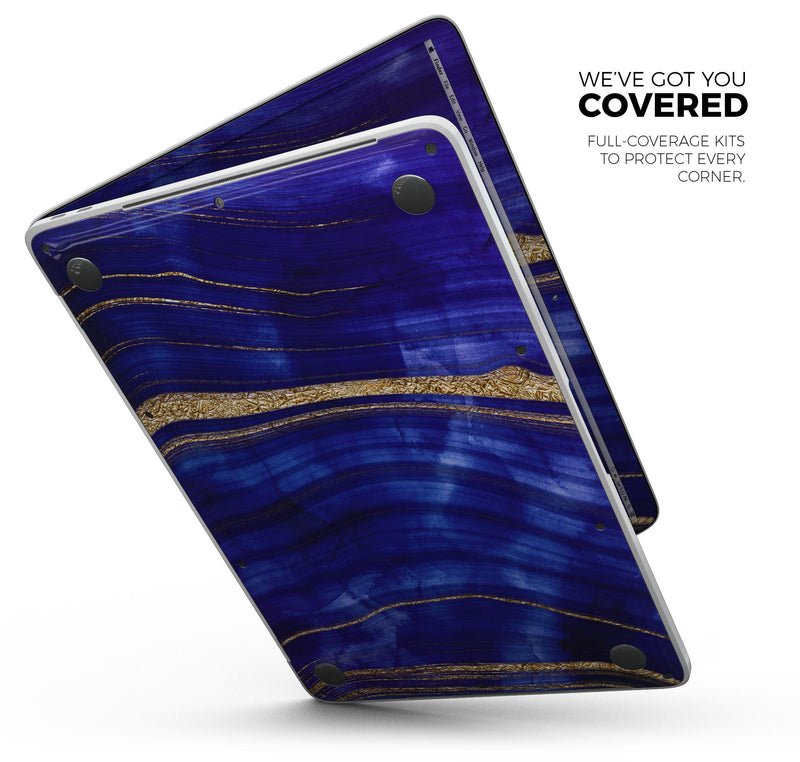 Vivid Agate Vein Slice Blue V6 - Skin Decal Wrap Kit Compatible with the Apple MacBook Pro, Pro with Touch Bar or Air (11", 12", 13", 15" & 16" - All Versions Available)