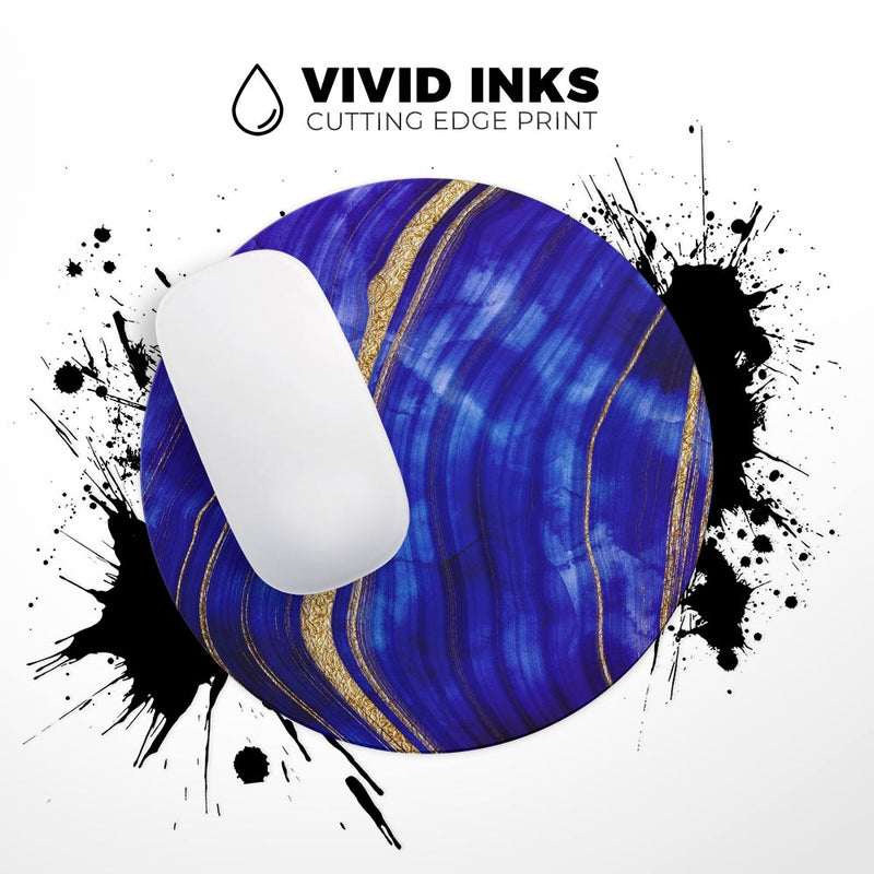 Vivid Agate Vein Slice Blue V6// WaterProof Rubber Foam Backed Anti-Slip Mouse Pad for Home Work Office or Gaming Computer Desk