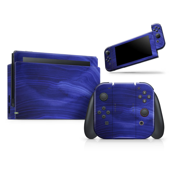 Vivid Agate Vein Slice Blue V7 // Skin Decal Wrap Kit for Nintendo Switch Console & Dock, Joy-Cons, Pro Controller, Lite, 3DS XL, 2DS XL, DSi, or Wii
