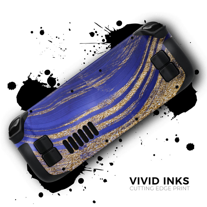 Vivid Agate Vein Slice Blue V9 // Full Body Skin Decal Wrap Kit for the Steam Deck handheld gaming computer
