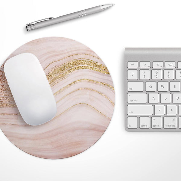Vivid Agate Vein Slice Foiled V11// WaterProof Rubber Foam Backed Anti-Slip Mouse Pad for Home Work Office or Gaming Computer Desk