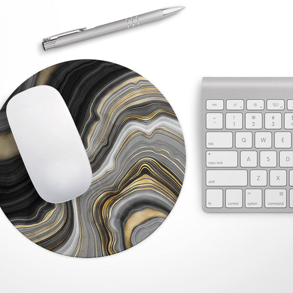 Vivid Agate Vein Slice Foiled V13// WaterProof Rubber Foam Backed Anti-Slip Mouse Pad for Home Work Office or Gaming Computer Desk