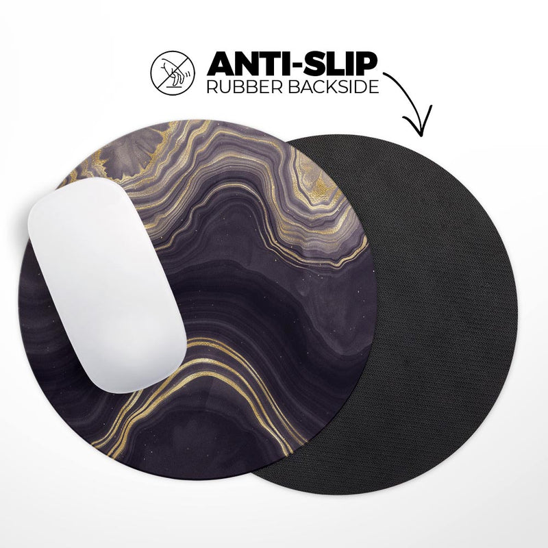 Vivid Agate Vein Slice Foiled V14// WaterProof Rubber Foam Backed Anti-Slip Mouse Pad for Home Work Office or Gaming Computer Desk