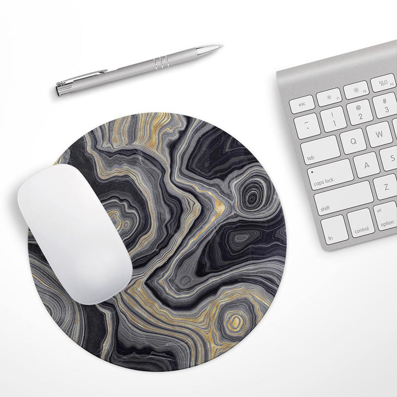 Vivid Agate Vein Slice Foiled V15// WaterProof Rubber Foam Backed Anti-Slip Mouse Pad for Home Work Office or Gaming Computer Desk