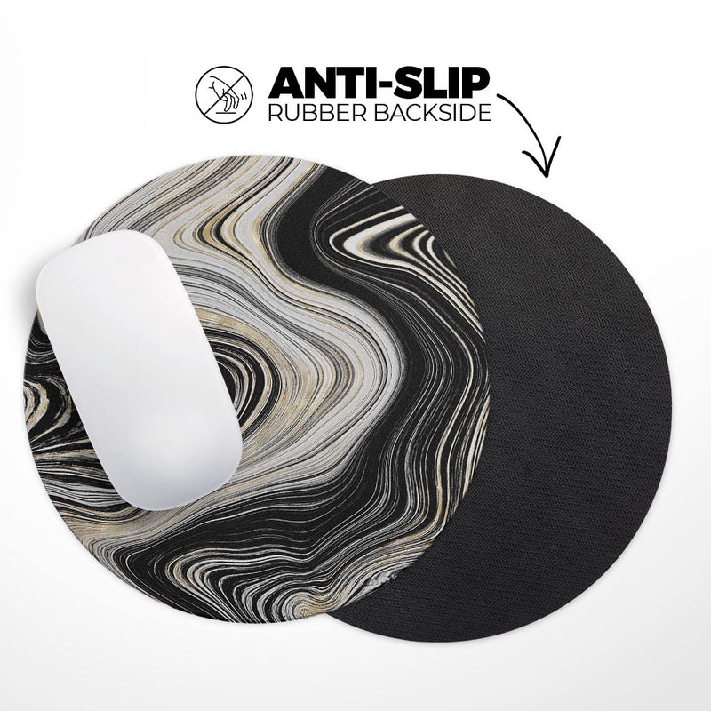 Vivid Agate Vein Slice Foiled V16// WaterProof Rubber Foam Backed Anti-Slip Mouse Pad for Home Work Office or Gaming Computer Desk