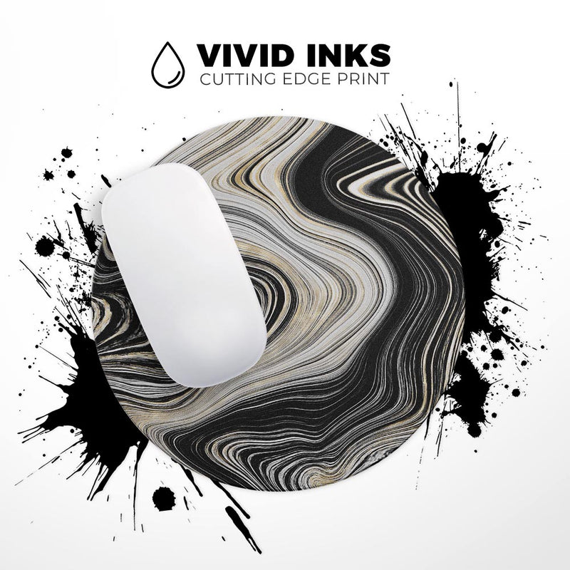 Vivid Agate Vein Slice Foiled V16// WaterProof Rubber Foam Backed Anti-Slip Mouse Pad for Home Work Office or Gaming Computer Desk