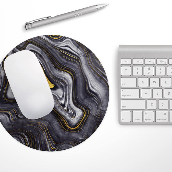 Vivid Agate Vein Slice Foiled V17// WaterProof Rubber Foam Backed Anti-Slip Mouse Pad for Home Work Office or Gaming Computer Desk