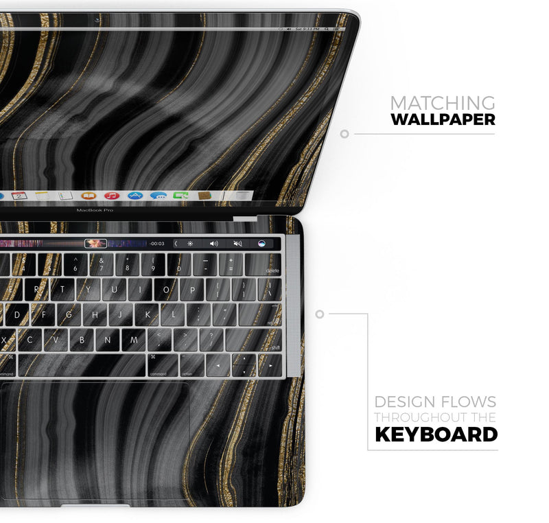 Vivid Agate Vein Slice Foiled V4 - Skin Decal Wrap Kit Compatible with the Apple MacBook Pro, Pro with Touch Bar or Air (11", 12", 13", 15" & 16" - All Versions Available)