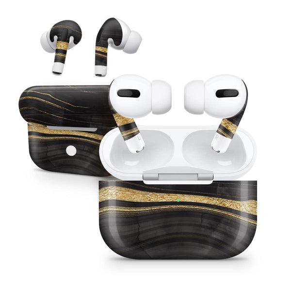 Vivid Agate Vein Slice Foiled V9 - Full Body Skin Decal Wrap Kit for the Wireless Bluetooth Apple Airpods Pro, AirPods Gen 1 or Gen 2 with Wireless Charging