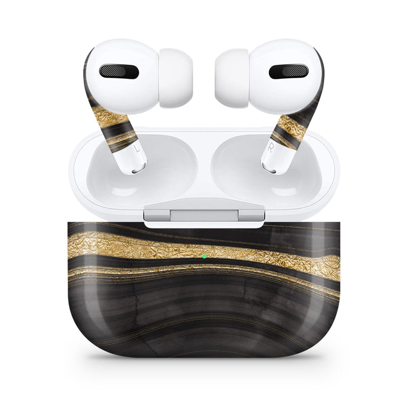 Vivid Agate Vein Slice Foiled V9 - Full Body Skin Decal Wrap Kit for the Wireless Bluetooth Apple Airpods Pro, AirPods Gen 1 or Gen 2 with Wireless Charging