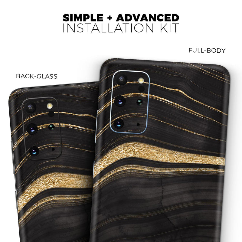 Vivid Agate Vein Slice Foiled V9 - Full Body Skin Decal Wrap Kit for Samsung Galaxy Phones