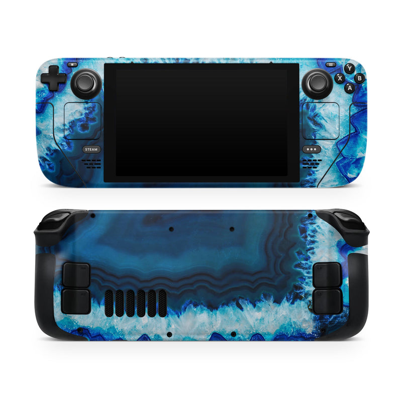 Vivid Blue Agate Crystal // Full Body Skin Decal Wrap Kit for the Steam Deck handheld gaming computer