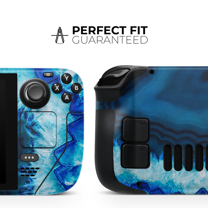 Vivid Blue Agate Crystal // Full Body Skin Decal Wrap Kit for the Steam Deck handheld gaming computer