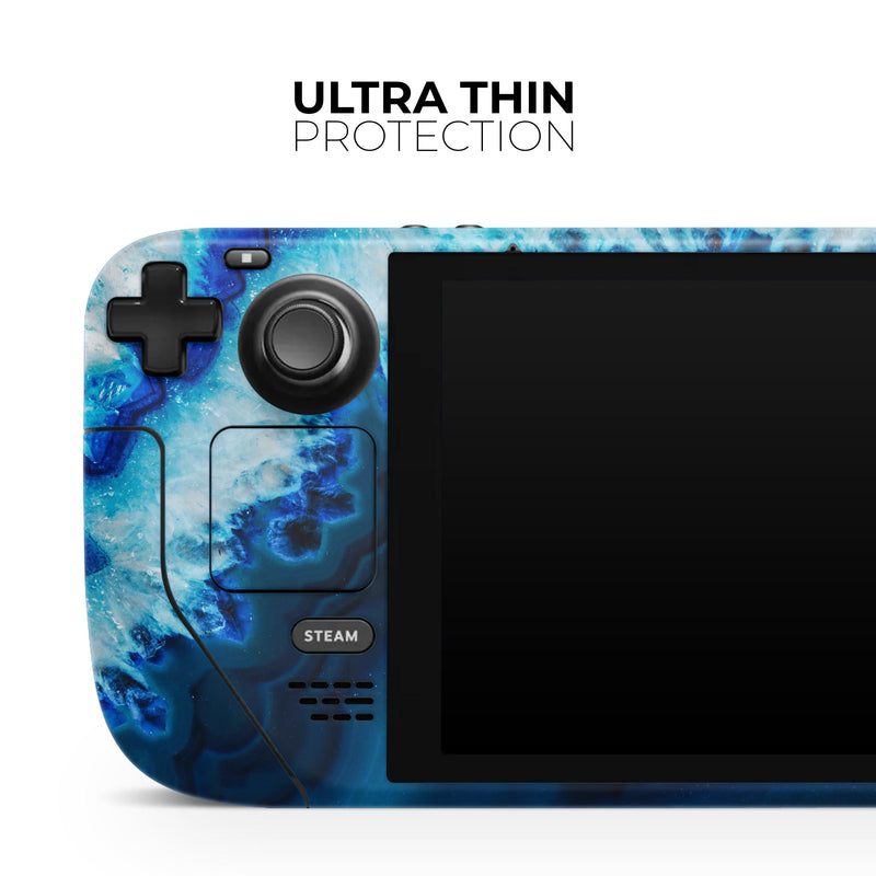 Vivid Blue Agate Crystal // Full Body Skin Decal Wrap Kit for the Steam Deck handheld gaming computer