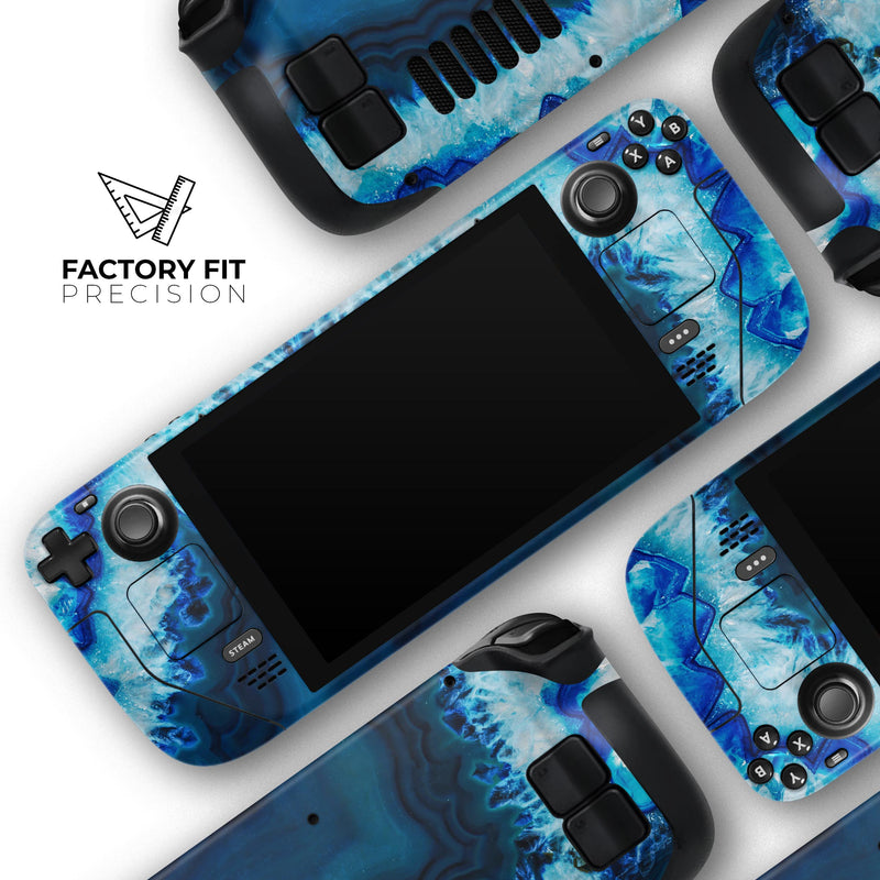 Vivid Blue Agate Crystal // Full Body Skin Decal Wrap Kit for the Steam Deck handheld gaming computer