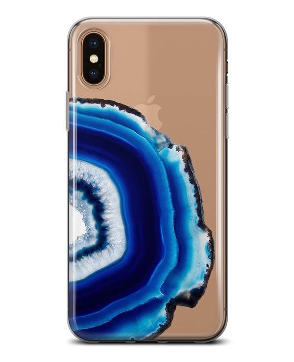 Vivid Blue Agate Slice V2 - Crystal Clear Hard Case for the iPhone 12, 12 Mini, 12 Pro, 12 Pro Max, iPhone 11, XS MAX, XS & More (ALL AVAILABLE)
