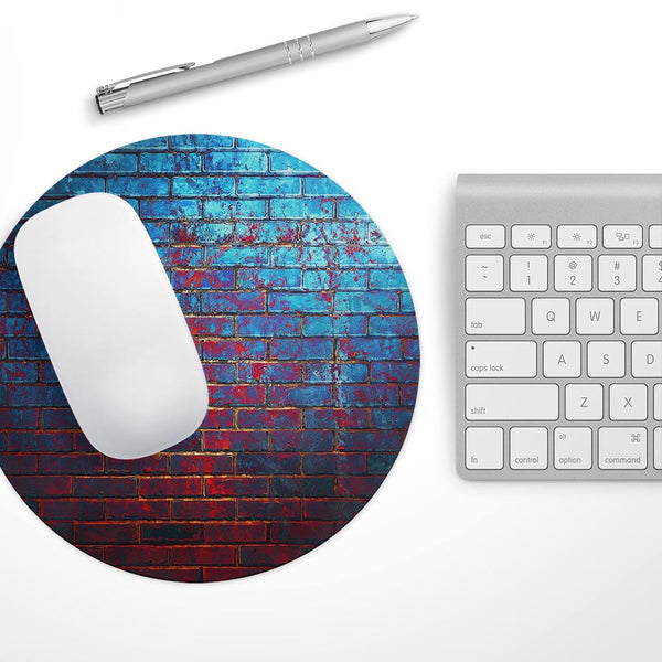 Vivid Blue Brick Alley// WaterProof Rubber Foam Backed Anti-Slip Mouse Pad for Home Work Office or Gaming Computer Desk