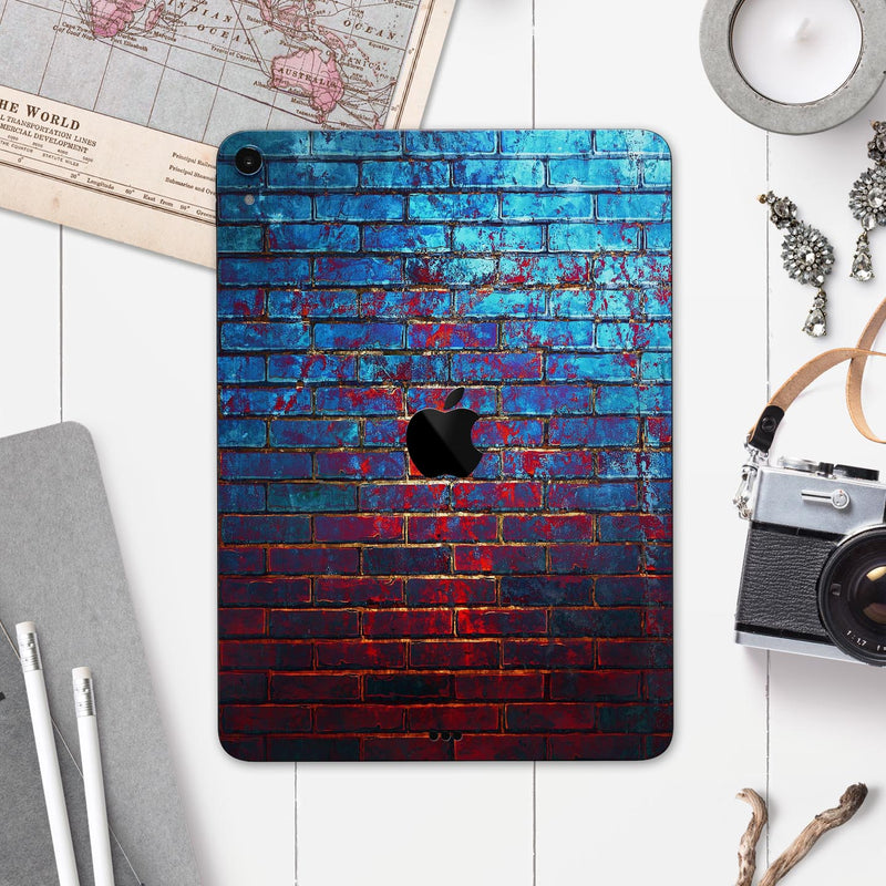 Vivid Blue Brick Alley - Full Body Skin Decal for the Apple iPad Pro 12.9", 11", 10.5", 9.7", Air or Mini (All Models Available)