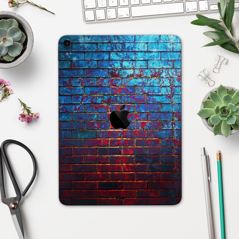 Vivid Blue Brick Alley - Full Body Skin Decal for the Apple iPad Pro 12.9", 11", 10.5", 9.7", Air or Mini (All Models Available)