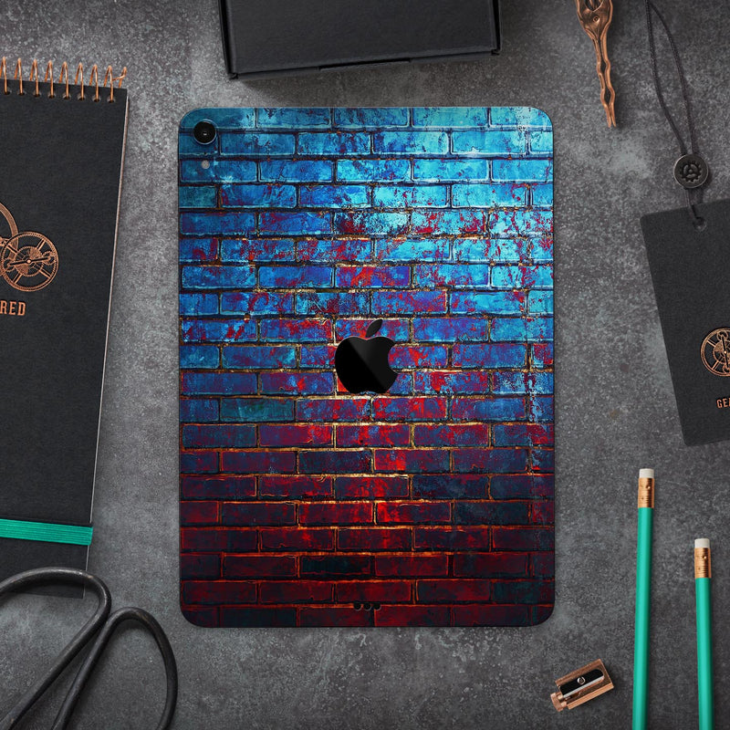 Vivid Blue Brick Alley - Full Body Skin Decal for the Apple iPad Pro 12.9", 11", 10.5", 9.7", Air or Mini (All Models Available)