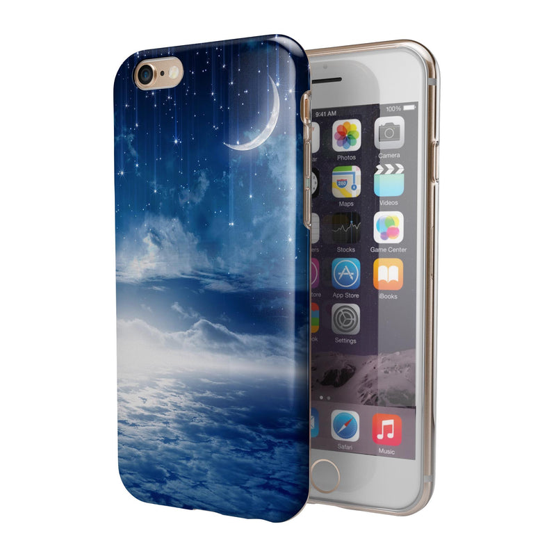 Vivid Blue Falling Stars in the Night Sky iPhone 6/6s or 6/6s Plus 2-Piece Hybrid INK-Fuzed Case