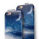 Vivid Blue Falling Stars in the Night Sky iPhone 6/6s or 6/6s Plus 2-Piece Hybrid INK-Fuzed Case