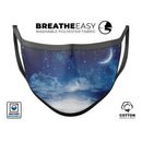 Vivid Blue Falling Stars in the Night Sky - Made in USA Mouth Cover Unisex Anti-Dust Cotton Blend Reusable & Washable Face Mask with Adjustable Sizing for Adult or Child