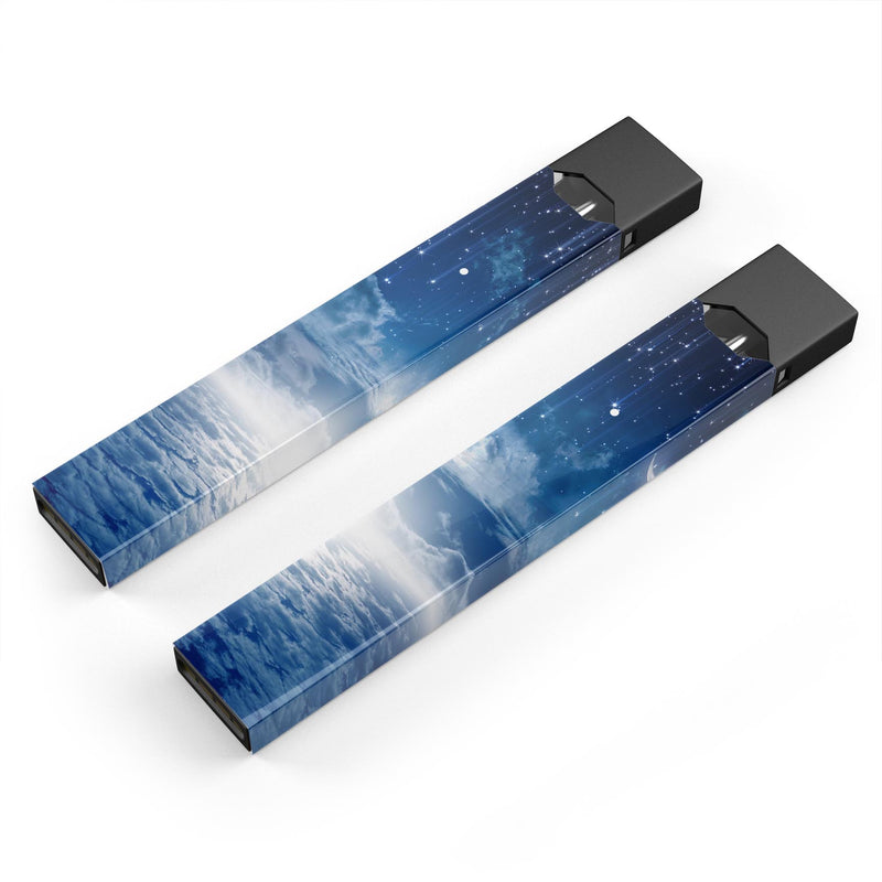 Vivid Blue Falling Stars in the Night Sky - Premium Decal Protective Skin-Wrap Sticker compatible with the Juul Labs vaping device