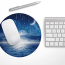 Vivid Blue Falling Stars in the Night Sky// WaterProof Rubber Foam Backed Anti-Slip Mouse Pad for Home Work Office or Gaming Computer Desk