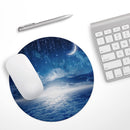 Vivid Blue Falling Stars in the Night Sky// WaterProof Rubber Foam Backed Anti-Slip Mouse Pad for Home Work Office or Gaming Computer Desk