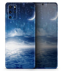 Vivid Blue Falling Stars in the Night Sky - Skin-Kit for the Samsung Galaxy S-Series S20, S20 Plus, S20 Ultra , S10 & others (All Galaxy Devices Available)