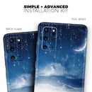 Vivid Blue Falling Stars in the Night Sky - Skin-Kit for the Samsung Galaxy S-Series S20, S20 Plus, S20 Ultra , S10 & others (All Galaxy Devices Available)