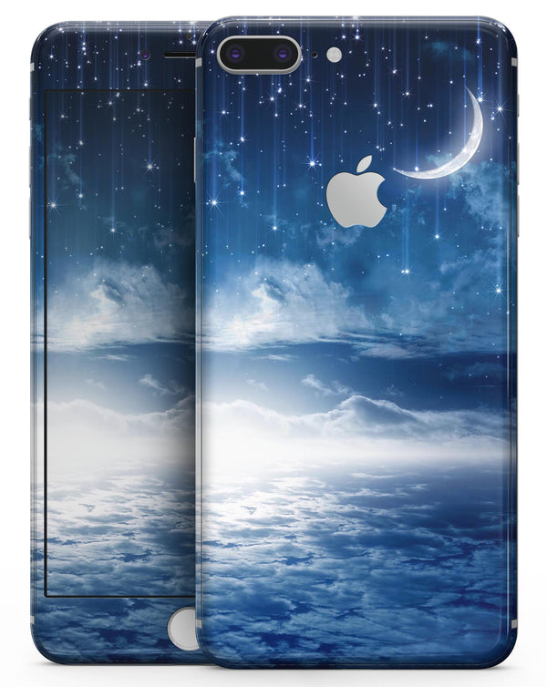 Vivid Blue Falling Stars in the Night Sky - Skin-kit for the iPhone 8 or 8 Plus