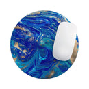 Vivid Blue Gold Acrylic// WaterProof Rubber Foam Backed Anti-Slip Mouse Pad for Home Work Office or Gaming Computer Desk