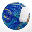 Vivid Blue Gold Acrylic// WaterProof Rubber Foam Backed Anti-Slip Mouse Pad for Home Work Office or Gaming Computer Desk
