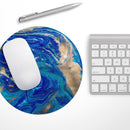 Vivid Blue Gold Acrylic// WaterProof Rubber Foam Backed Anti-Slip Mouse Pad for Home Work Office or Gaming Computer Desk
