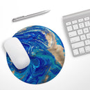 Vivid Blue Gold Acrylic// WaterProof Rubber Foam Backed Anti-Slip Mouse Pad for Home Work Office or Gaming Computer Desk
