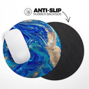 Vivid Blue Gold Acrylic// WaterProof Rubber Foam Backed Anti-Slip Mouse Pad for Home Work Office or Gaming Computer Desk