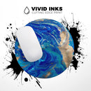 Vivid Blue Gold Acrylic// WaterProof Rubber Foam Backed Anti-Slip Mouse Pad for Home Work Office or Gaming Computer Desk