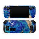 Vivid Blue Gold Acrylic // Vinyl Skin Wrap for Steam Deck OLED & Steam Deck (LCD) — Soft Matte or Ultra Gloss