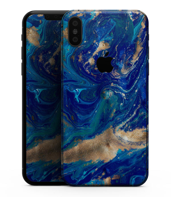 Vivid Blue Gold Acrylic - iPhone XS MAX, XS/X, 8/8+, 7/7+, 5/5S/SE Skin-Kit (All iPhones Available)