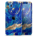 Vivid Blue Gold Acrylic - Protective Skin Wrap & Decal – Compatible with iPhone SE to iPhone 17 Pro Max (All Models)