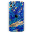 Vivid Blue Gold Acrylic - Protective Skin Wrap & Decal – Compatible with iPhone SE to iPhone 17 Pro Max (All Models)