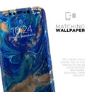 Vivid Blue Gold Acrylic - Protective Skin Wrap & Decal – Compatible with iPhone SE to iPhone 17 Pro Max (All Models)