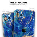 Vivid Blue Gold Acrylic - Protective Skin Wrap & Decal – Compatible with iPhone SE to iPhone 17 Pro Max (All Models)